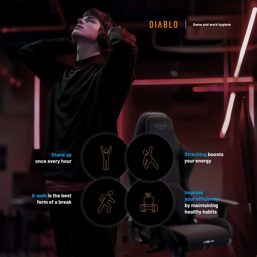 Gamer szék fekete Normal Size: Diablo X-One Prime Burned Black