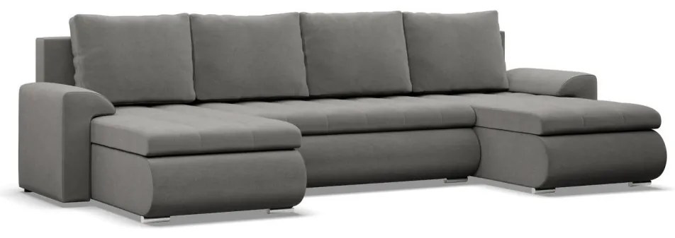 Tokio U alakú sarokkanapé, 3 ágyneműtartóval, bársony, univerzális oldal, világosszürke