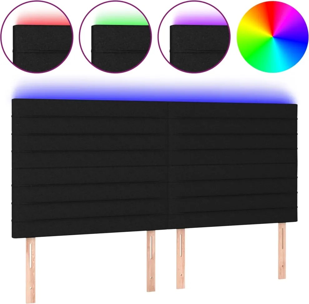 vidaXL fekete szövet LED-es fejtámla 160x5x118/128 cm