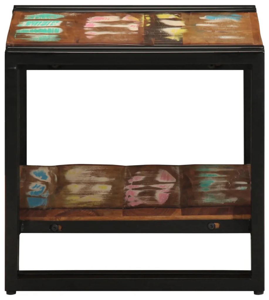 Többszínű Dohányzóasztal 40x50x38 cm Tömör újrahasznosított fa
