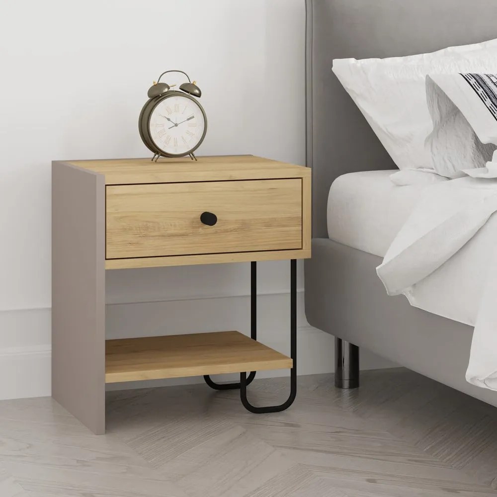 Éjjeliszekrény tölgyfa dekorral Saturne – Marckeric