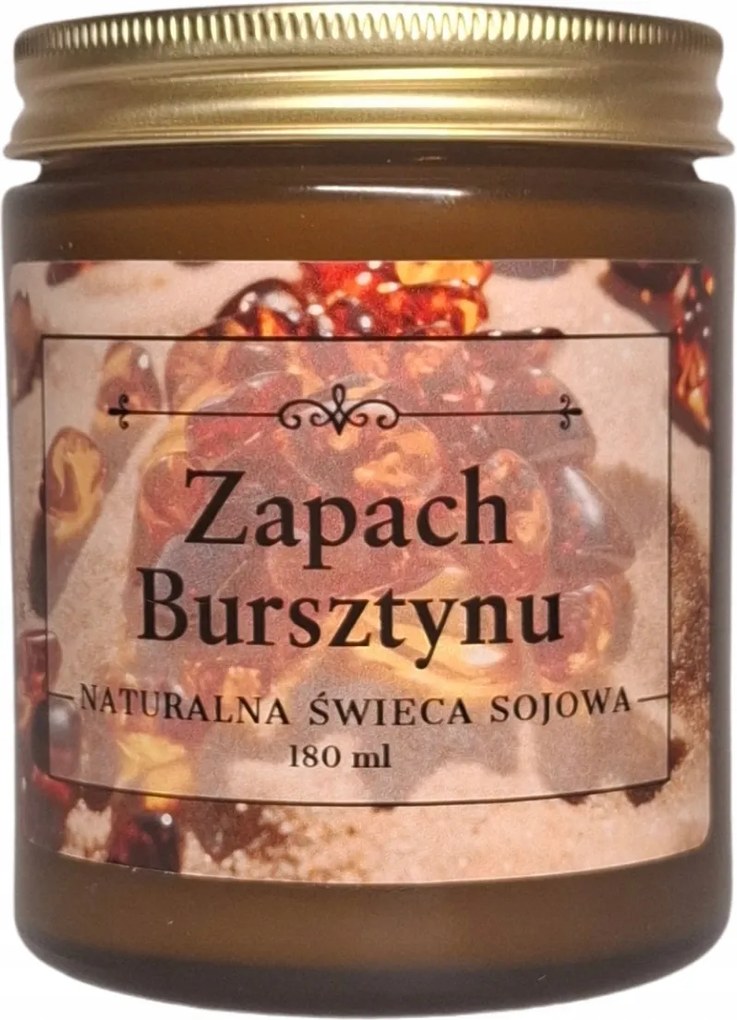 Természetes szójagyertya – Borostyán illat 180 ml kézzel készített
