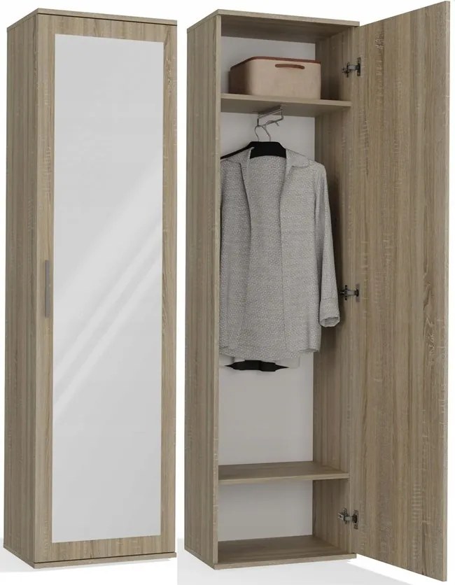 Duo Gardróbszekrény Tükörrel – Modern Előszoba Szekrény, Sonoma Tölgy