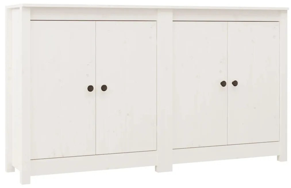 fehér 2 db tömör fenyőfa tálalószekrény 70 x 35 x 80 cm