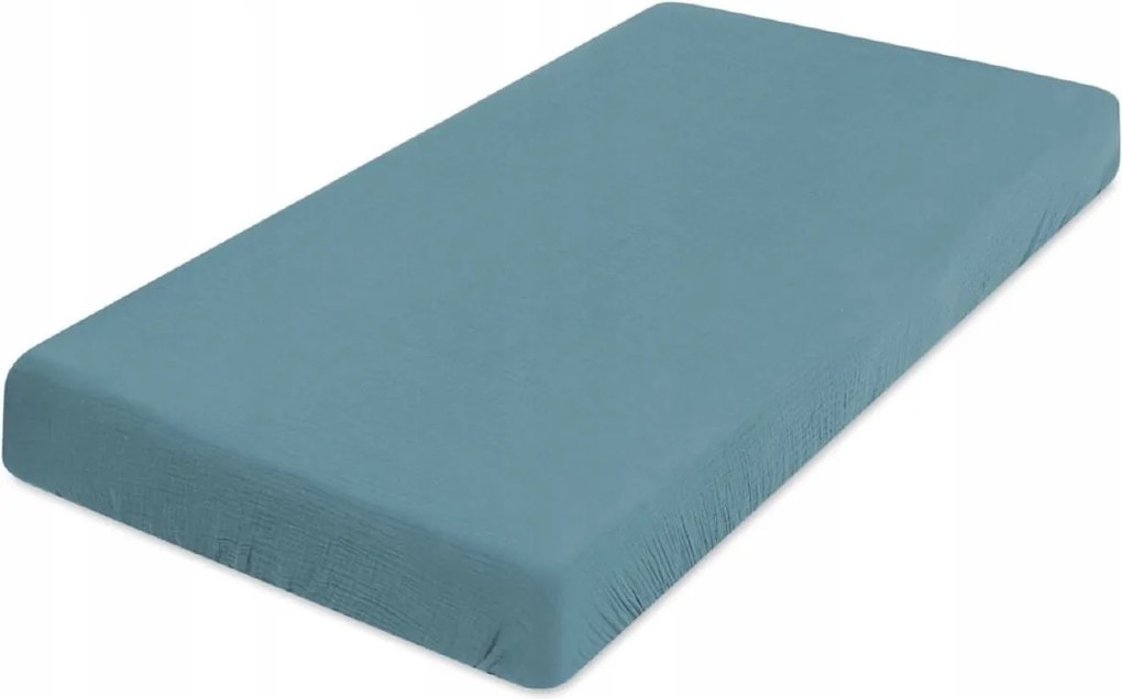 Muszlin gumis lepedő 90x190/200x25 Türkizkék
