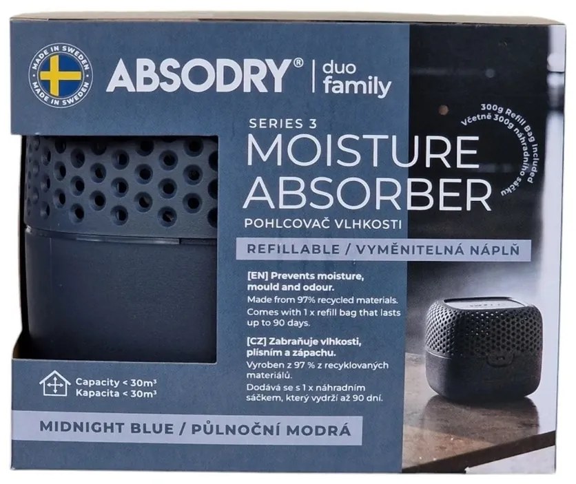 Absodry Duo , Family Bag 3-series nedvességelnyelő, do 30 m3 , Midnight Blue