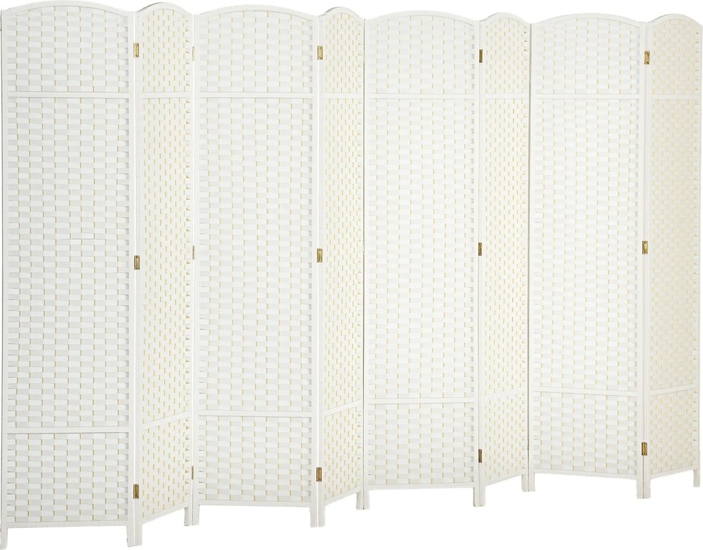 HOMCOM 8 paneles szobaelválasztó 320 x 170 cm – Összecsukható fenyő keretű paraván, fehér | Aosom