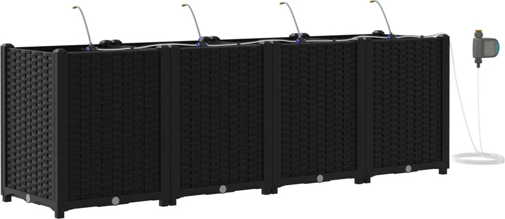 vidaXL Kerti cserép 4 pcs Fekete 160 x 40 x 53 cm Acél