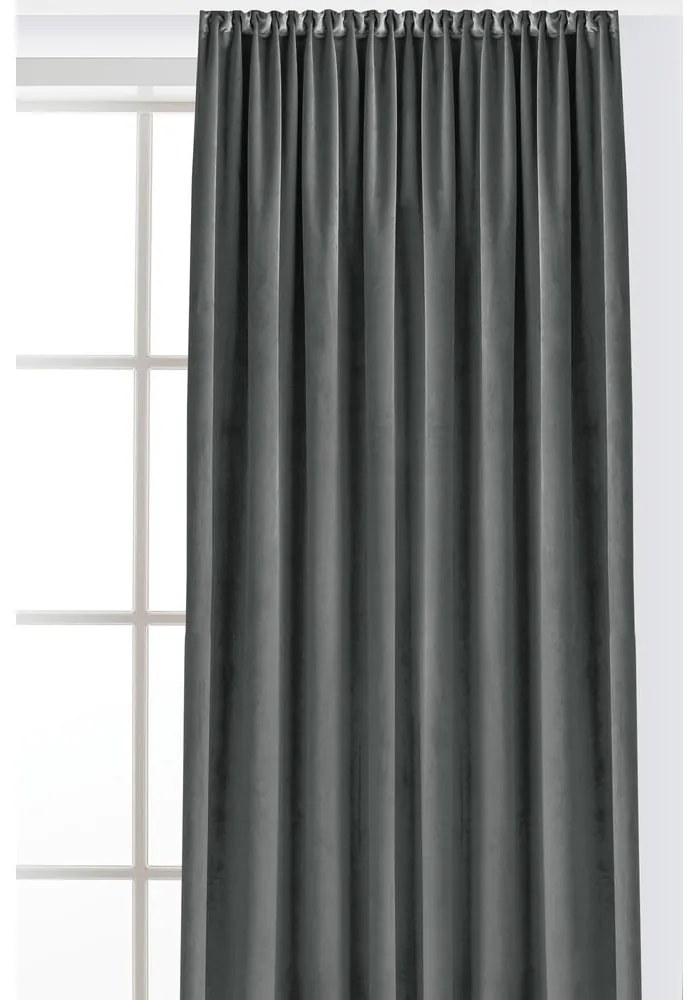 Sötétszürke bársony dimout (részleges sötétítő) függöny 265x250 cm Velto – Filumi