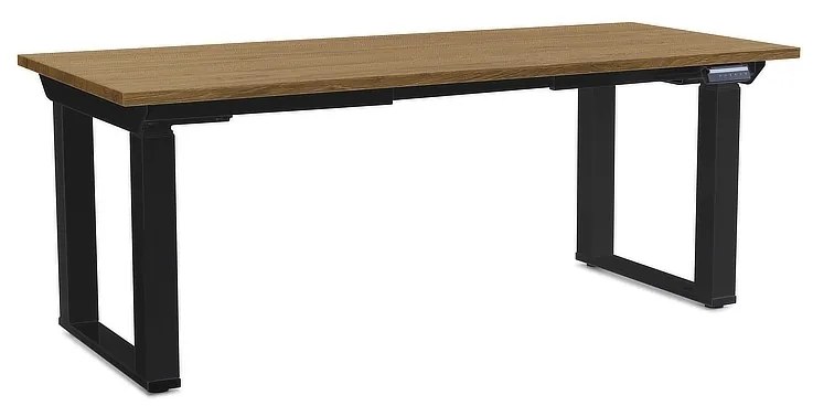 OfficeTech Strong állítható magasságú asztal 180 x 80 cm, fekete alap, köves tölgy