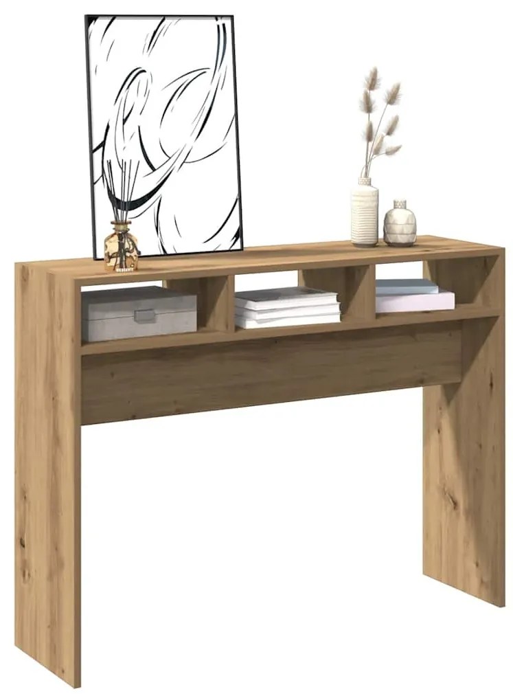 kézműves tölgy színű szerelt fa dohányzóasztal 105x30x80 cm