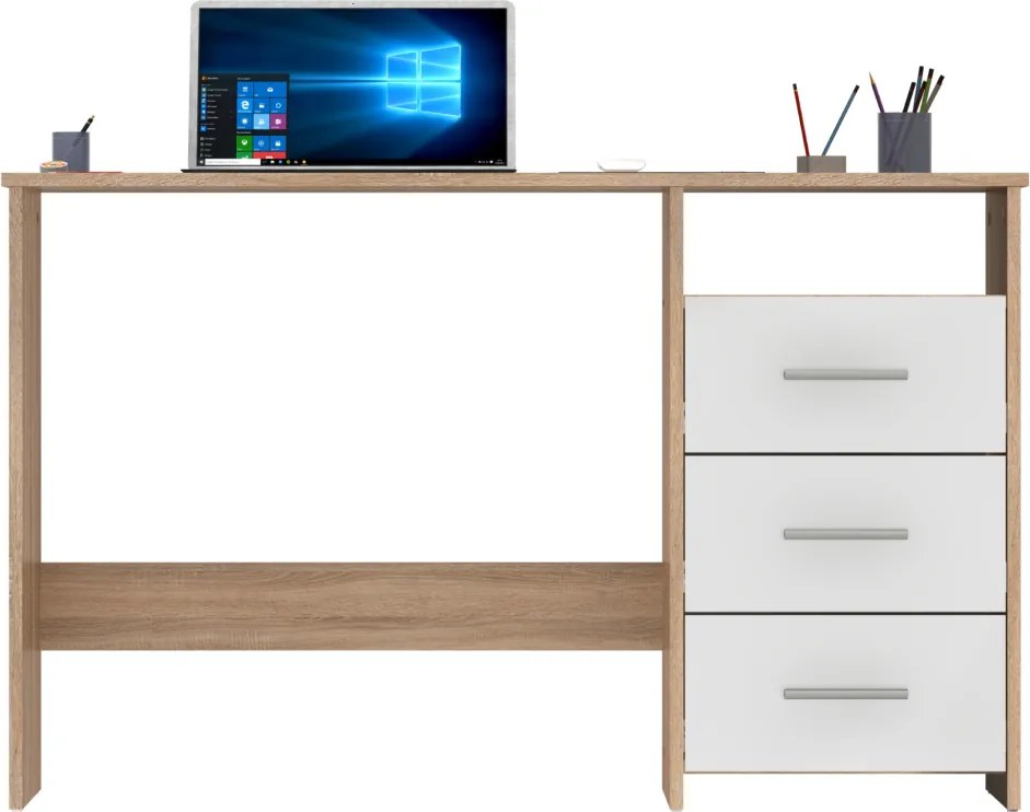 Számítógépasztal, sonoma tölgyfa/fehér, LARISTOTE NEW
