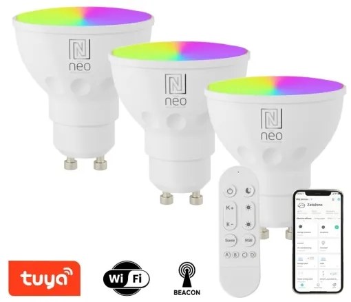 Immax NEO 07724CDO-SADA 3x LED RGB dimmelhető izzó GU10/4,8W/230V Wi-Fi Tuya+távirányító