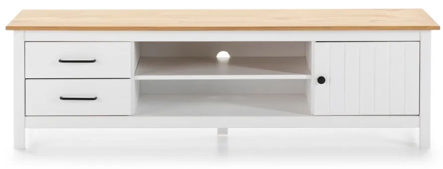Fehér borovi fenyő TV-állvány 158x47 cm Miranda – Marckeric