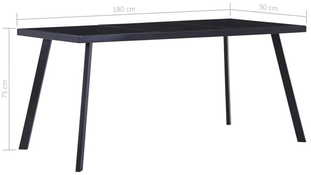 Fekete edzett üveg étkezőasztal 180 x 90 x 75 cm