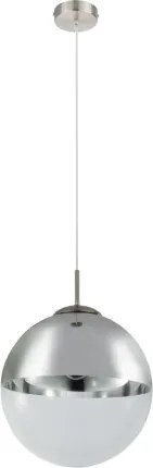 Globo 15853 Függeszték, nikkel matt, üveg átlátszó,króm, ø: 300, Foglalat típusa:1xE27 60W 230V