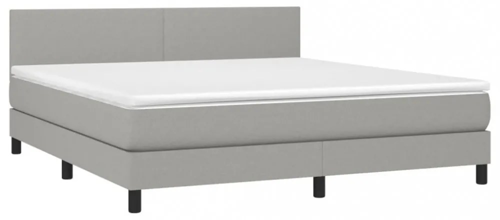 világosszürke szövet rugós és LED-es ágy matraccal 160x200 cm
