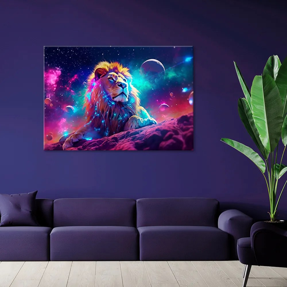 Gario Vászonkép Csillagok, bolygók és oroszlán Méret: 120 x 80 cm