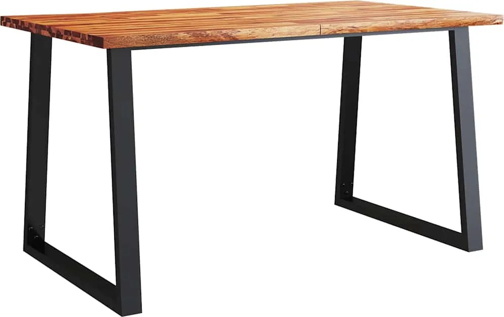vidaXL tömör akácfa étkezőasztal természetes éllel 140 x 80 x 75 cm