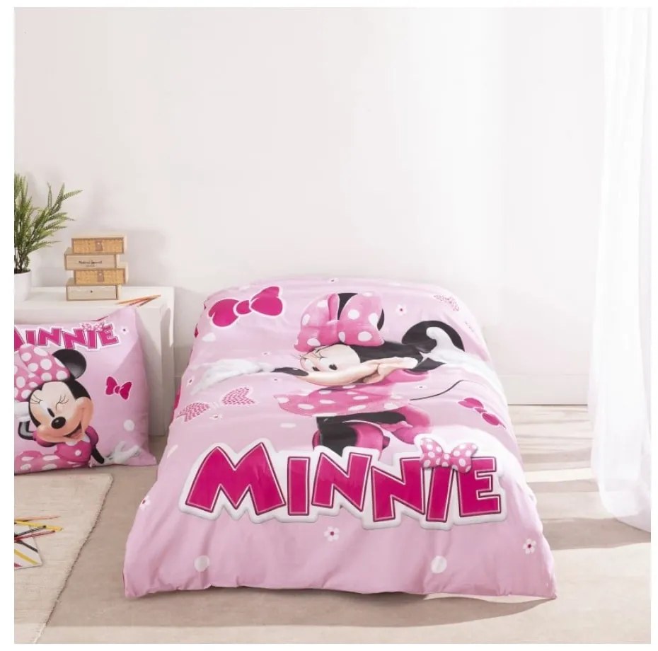 Disney Minnie Pink Polka Bow ágyneműhuzat 140×200cm, 65x65 cm