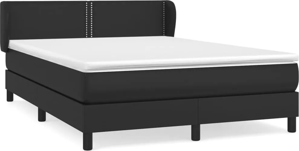 vidaXL fekete műbőr rugós ágy matraccal 140 x 190 cm