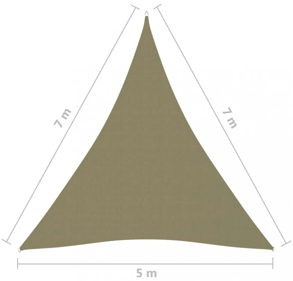 bézs háromszögű oxford-szövet napvitorla 5 x 7 x 7 m