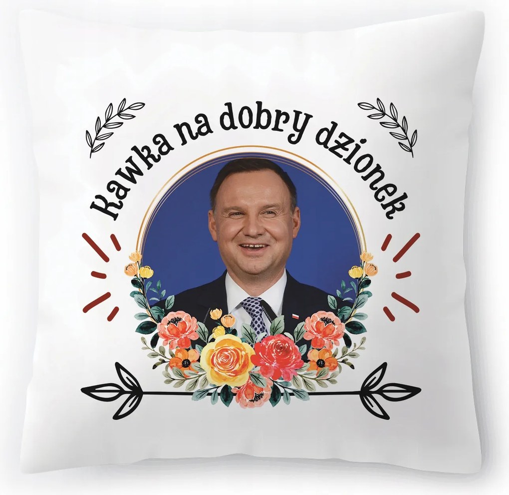 Duda párna Andrzej Duda PiS elnök Ajándék nyomtatott fényképpel