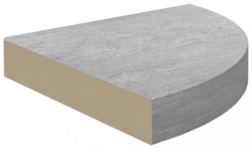 2 db betonszürke MDF fali sarokpolc 25 x 25 x 3,8 cm