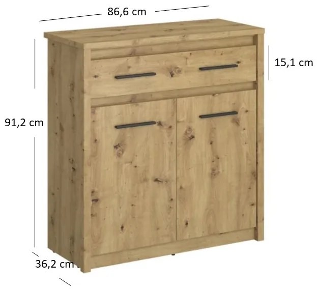 Komód Andra 2D1S (artisan tölgy). Akció -17%. 1052742