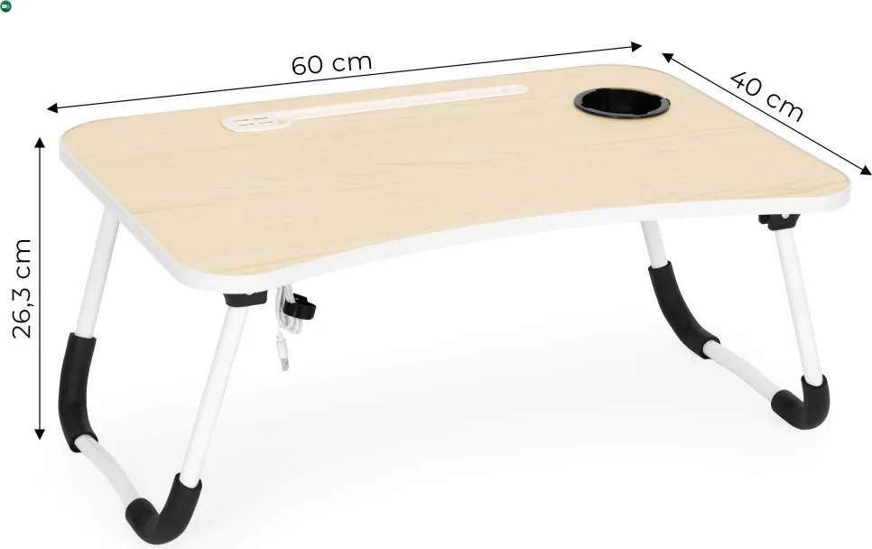 Összecsukható laptop asztal 60x40 cm USB porttal
