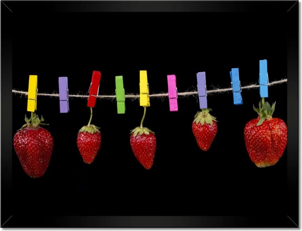 Poszter keretben 40x30 Érett eper gyümölcs