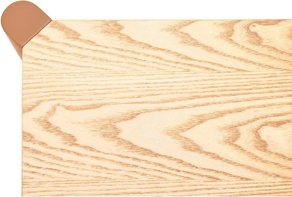 Téglavörös-világos natúr színű polcos állvány tölgyfa dekorral 126x128x43 cm Bona – Teulat