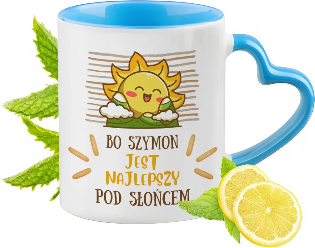 Simonnak Kék Bögre Szív Alakú Füllel Kávé Ajándék