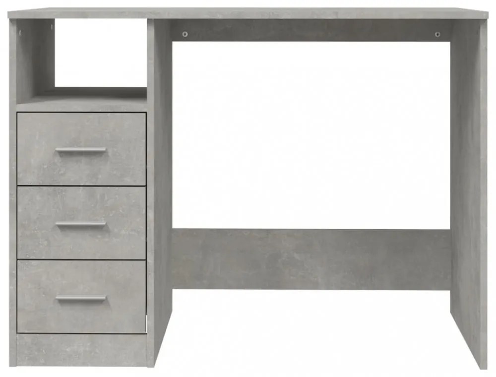 betonszürke szerelt fa íróasztal fiókokkal 102x50x76 cm