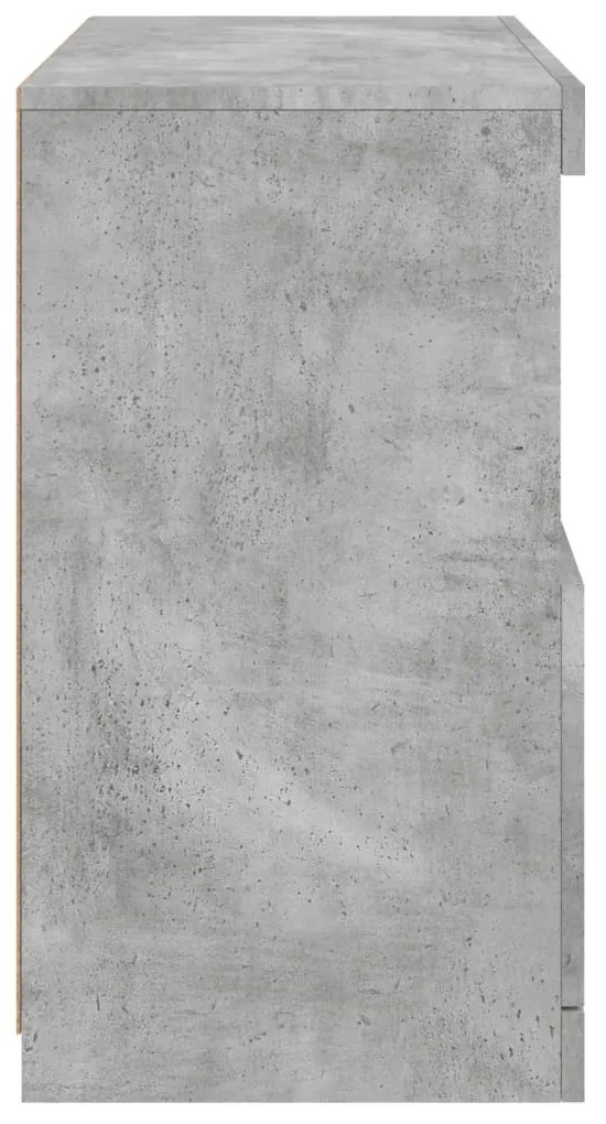 betonszürke tálalószekrény LED-világítással 60 x 37 x 67 cm