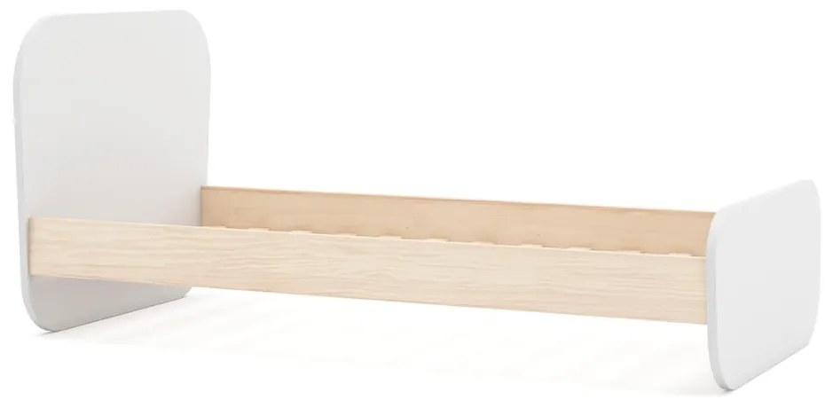 Fehér gyerekágy ágyráccsal, borovi fenyő dekorral 90x190 cm Esteban – Marckeric