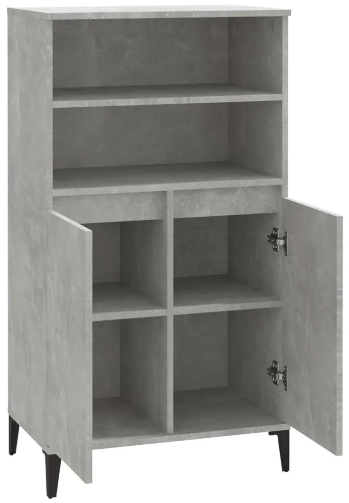 betonszürke szerelt fa magasszekrény 60 x 36 x 110 cm