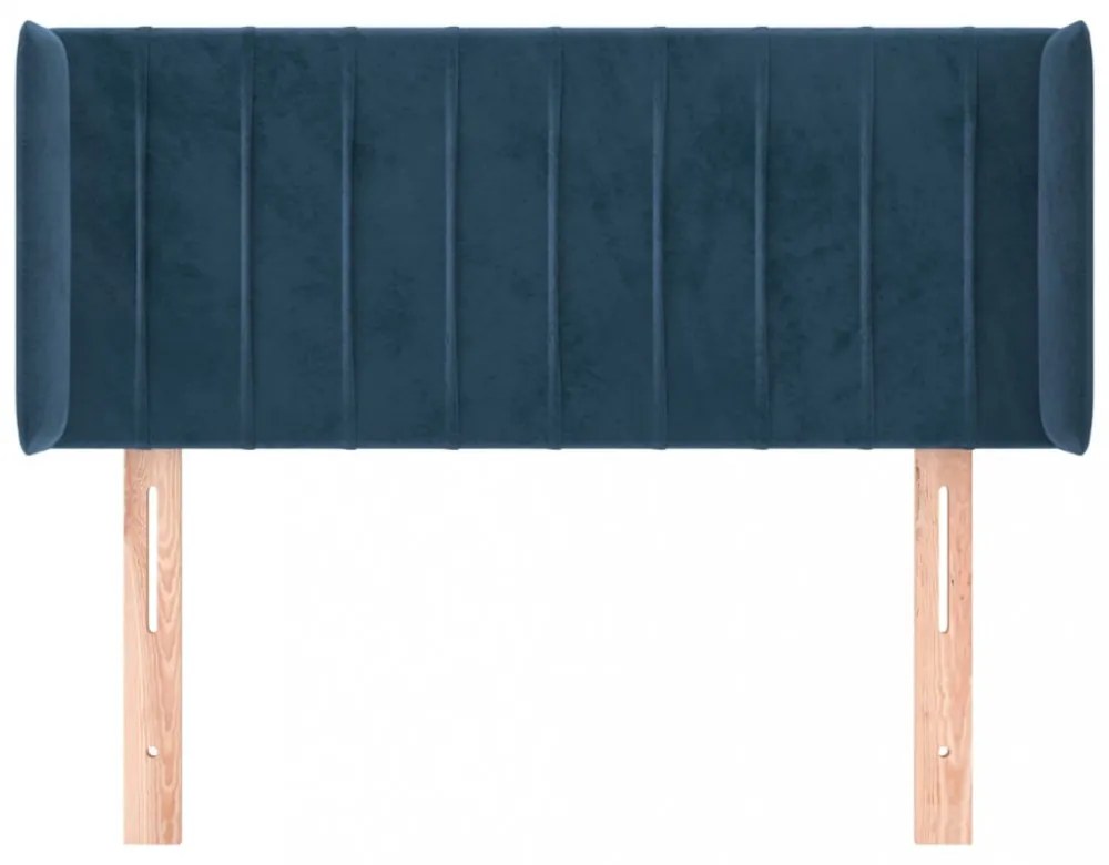 sötétkék bársony fejtámla 83x16x78/88 cm