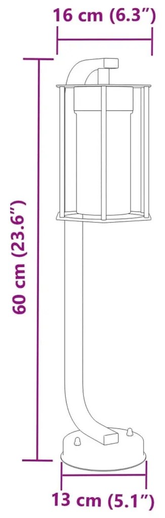 vidaXL fekete rozsdamentes acél kültéri állólámpa 60 cm