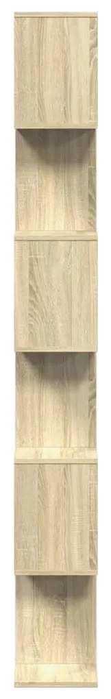 6 szintes sonoma tölgy fa elválasztó könyvespolc 70x24x193 cm