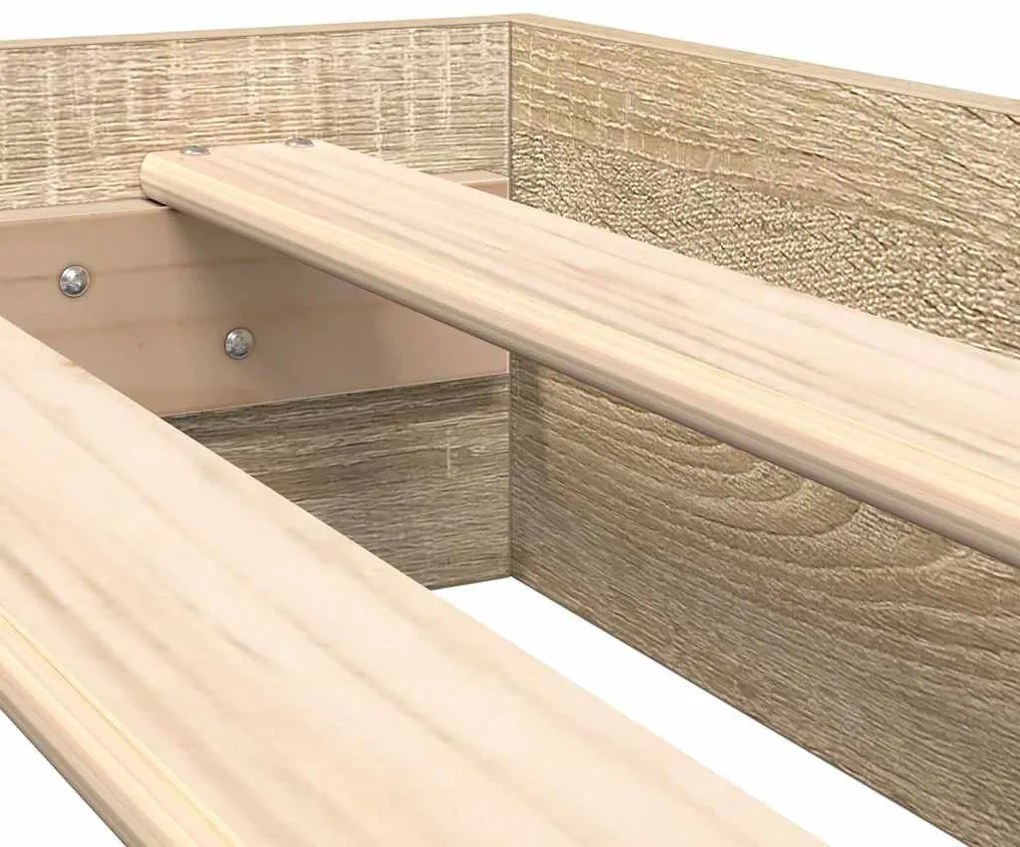 vidaXL Könyvespolcos Ágy fejtámlával sonoma tölgy 140 x 200 cm Faanyag