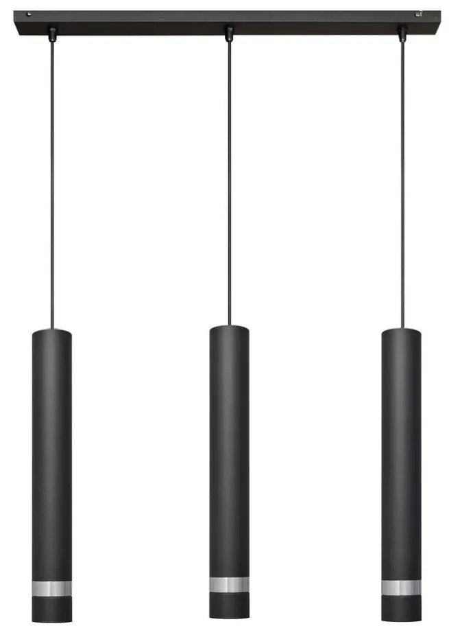 LED Csillár zsinóron TUBA 3xGU10/4,8W/230V fekete/króm