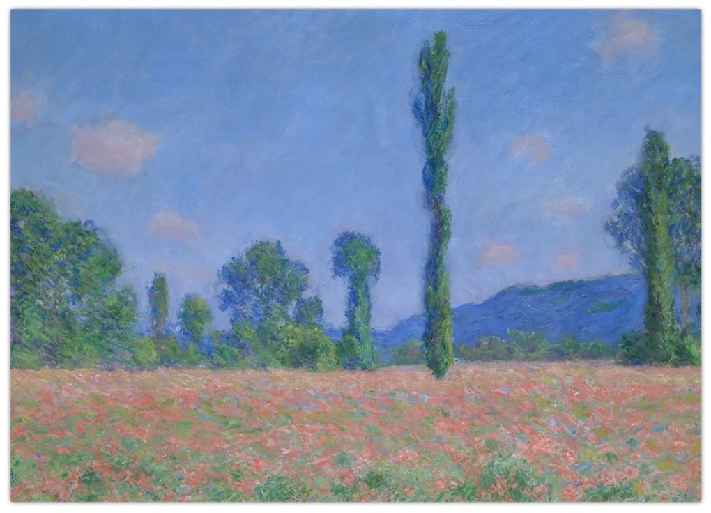 Üveg kép - Claude Monet, Poppy Field (Giverny), reprodukciók (70x50 cm)