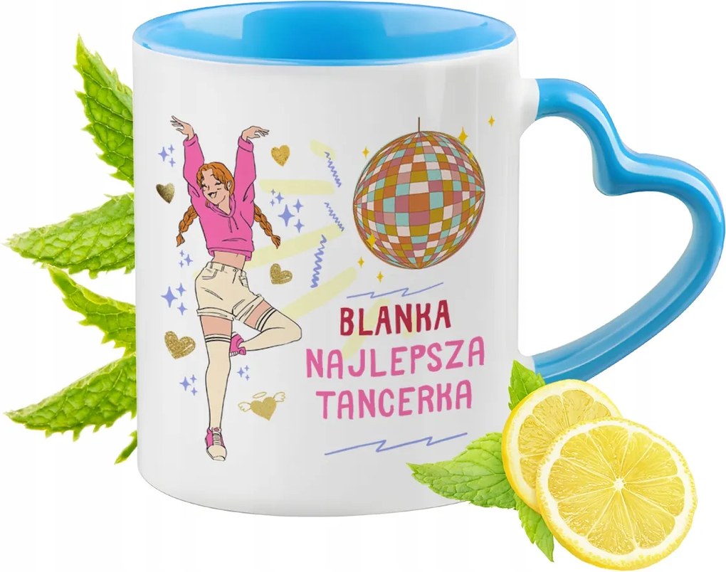 Kék Bögre Szív Alakú Füllel Blanka számára Ideális Ajándék