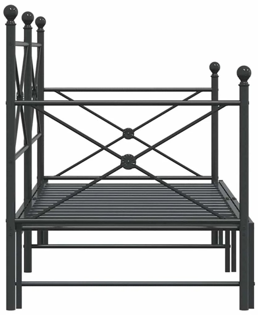 kihúzható kanapéágy matrac nélkül fekete 90x200 cm acél