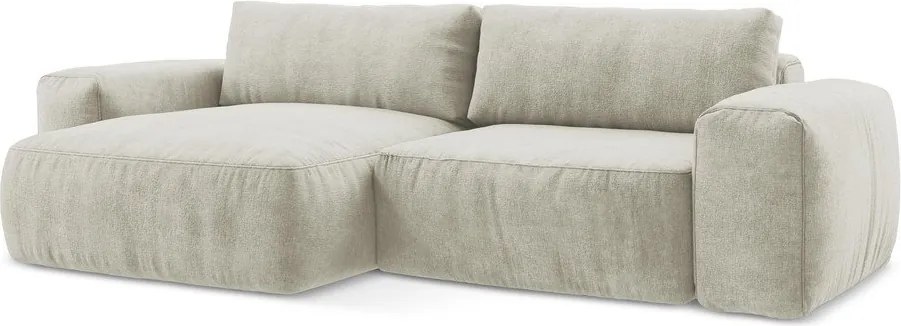 Bézs zsenília kinyitható sarokkanapé (bal oldali-heverő résszel) Kuki – Makamii