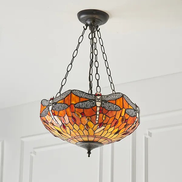Endon klasszikus tiffany függeszték dragonfly flame sötétbarna sokszínű end64076