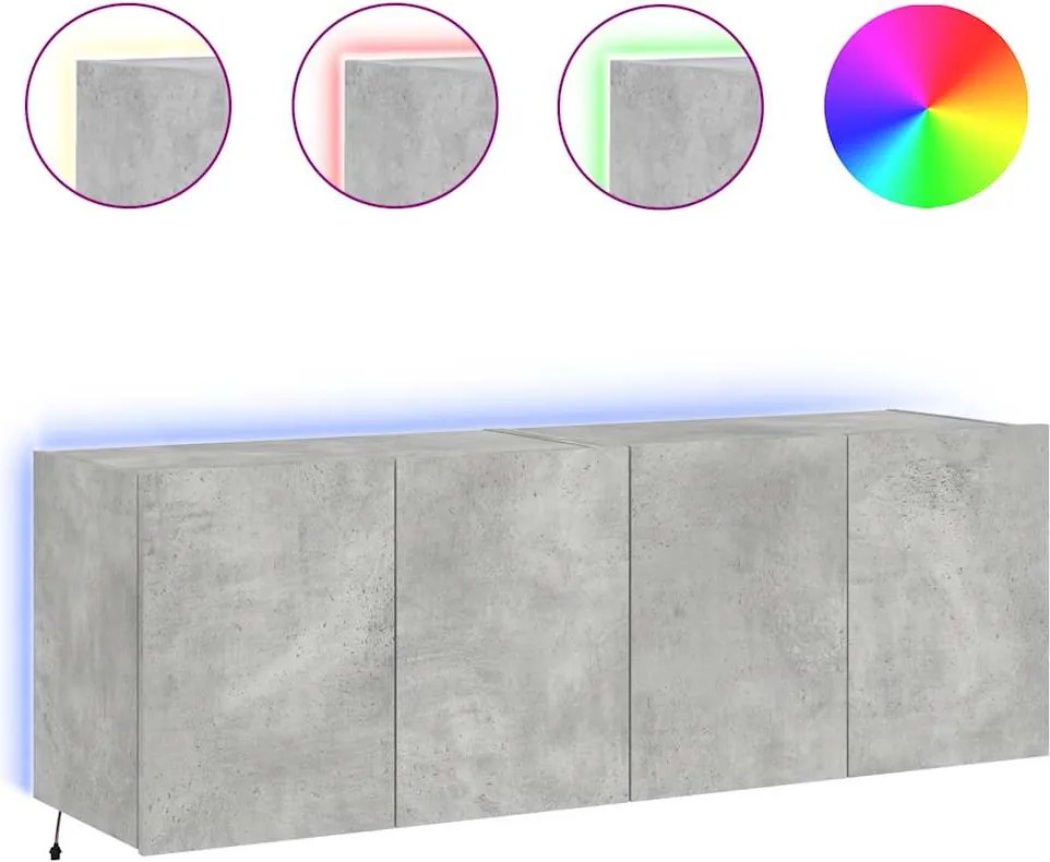 vidaXL 2 db betonszürke fali TV-szekrény LED-del 60x35x41 cm