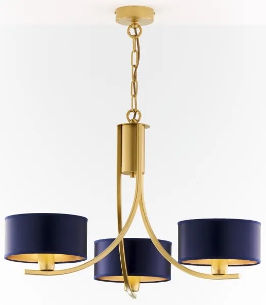 Jupiter 2093 - Láncos csillár ARTHUR 3xE27/15W/230V kék/arany