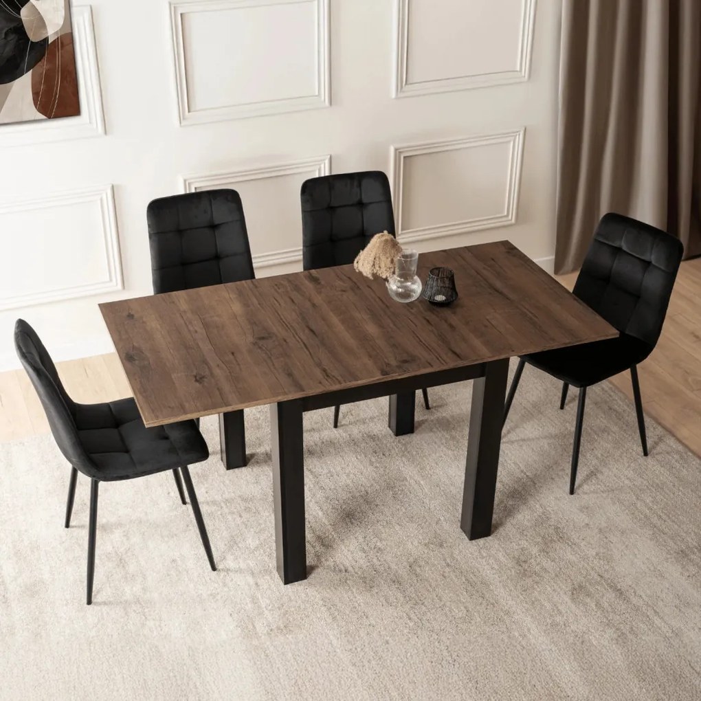 MAX bővíthető étkezőasztal 80–160 cm, dió/fekete színben